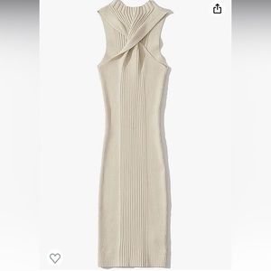NWT beige ribbed high neck dress